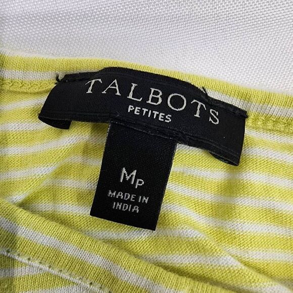 Talbots Petites Striped Yellow and White Shirt Size Medium Petite I9 - Picture 5 of 6